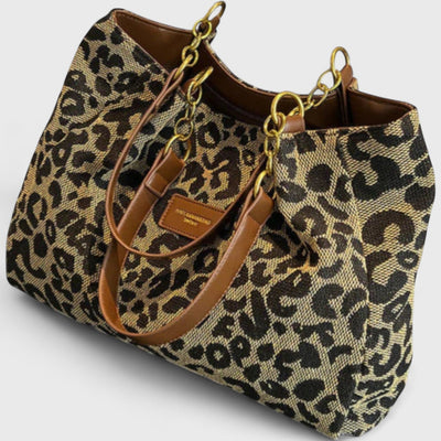 Alizée | Borsa shopping in tela con motivo leopardato