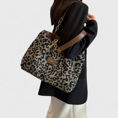 Alizée | Borsa shopping in tela con motivo leopardato