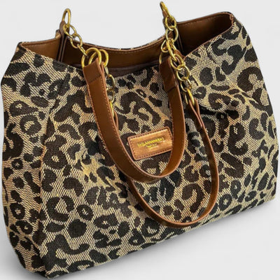 Alizée | Borsa shopping in tela con motivo leopardato