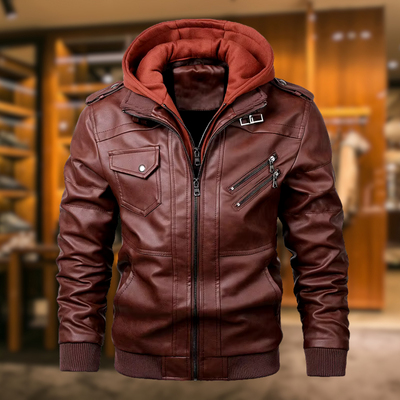 Quentin™ | Giacca in Pelle con Cappuccio