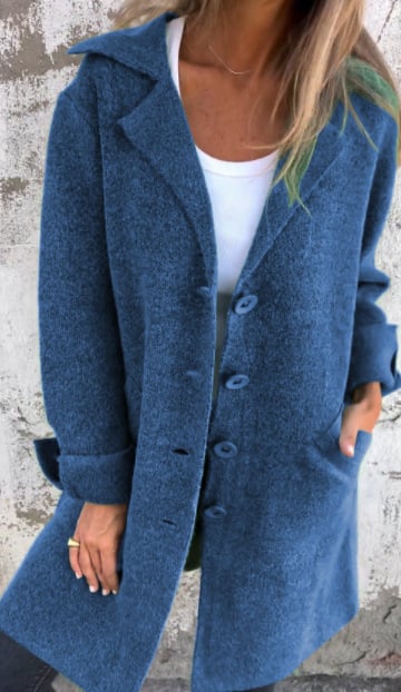 Baylea – Cappotto lungo in lana da donna con risvolto