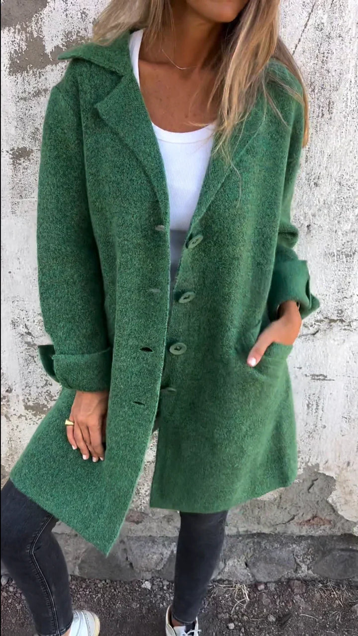 Baylea – Cappotto lungo in lana da donna con risvolto