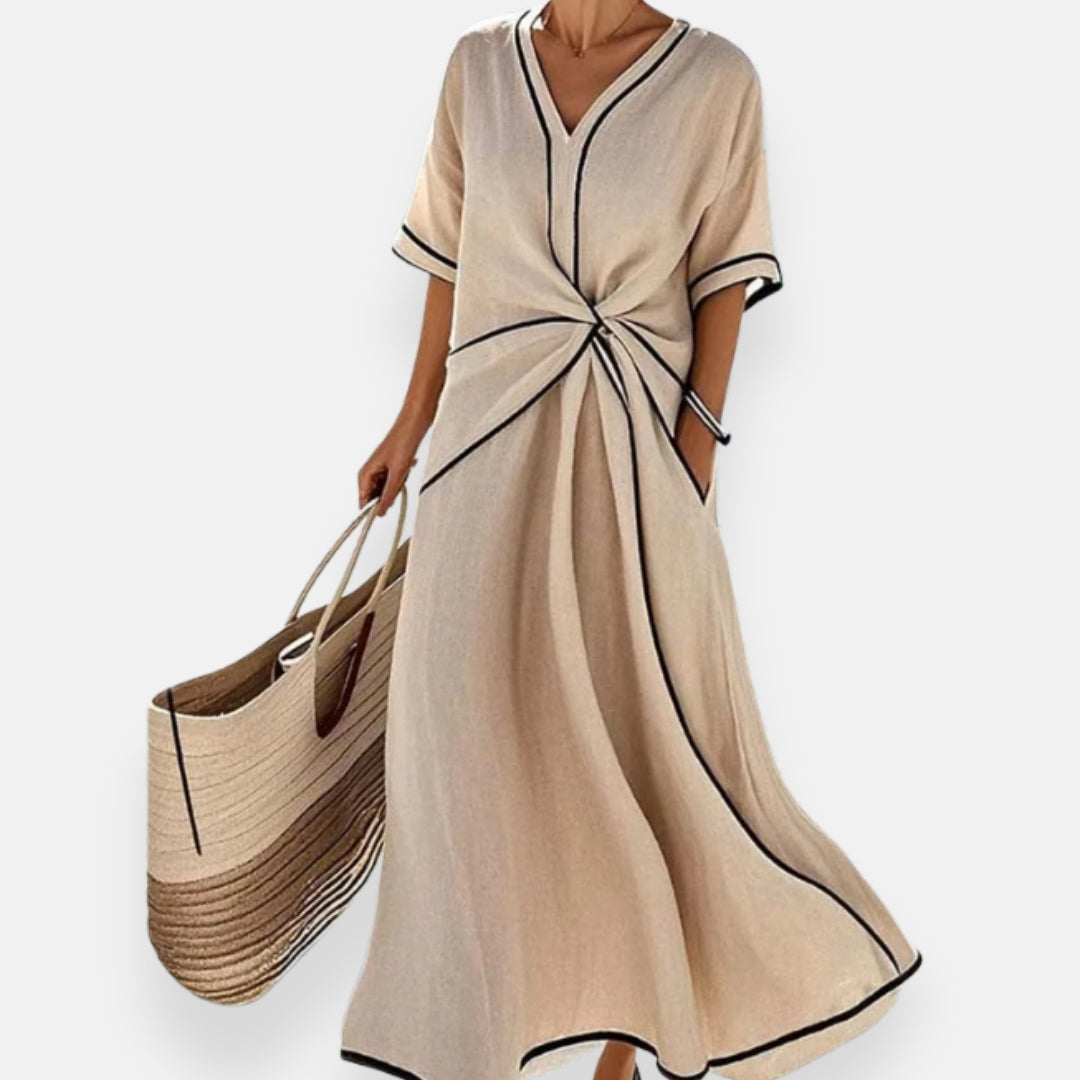 Malina | Abito con nodo e bordi a contrasto