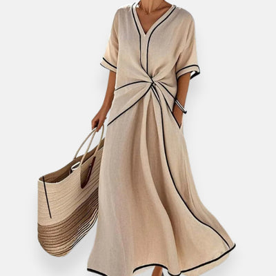 Malina | Abito con nodo e bordi a contrasto