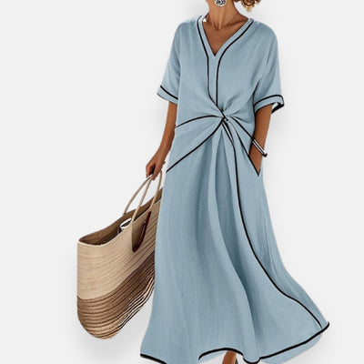 Malina | Abito con nodo e bordi a contrasto