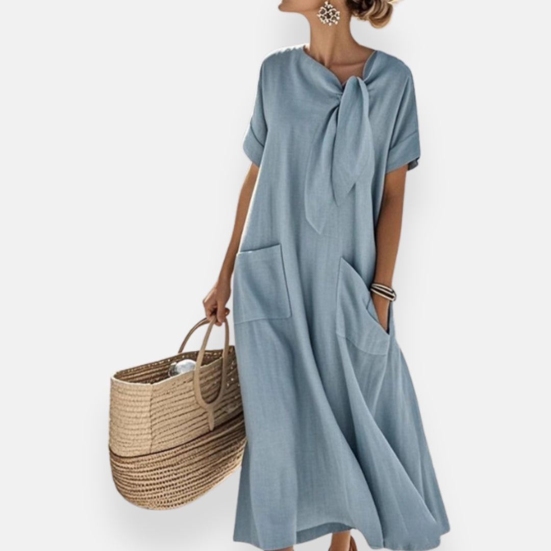 Naëlle | Abito con colletto annodato e tasche