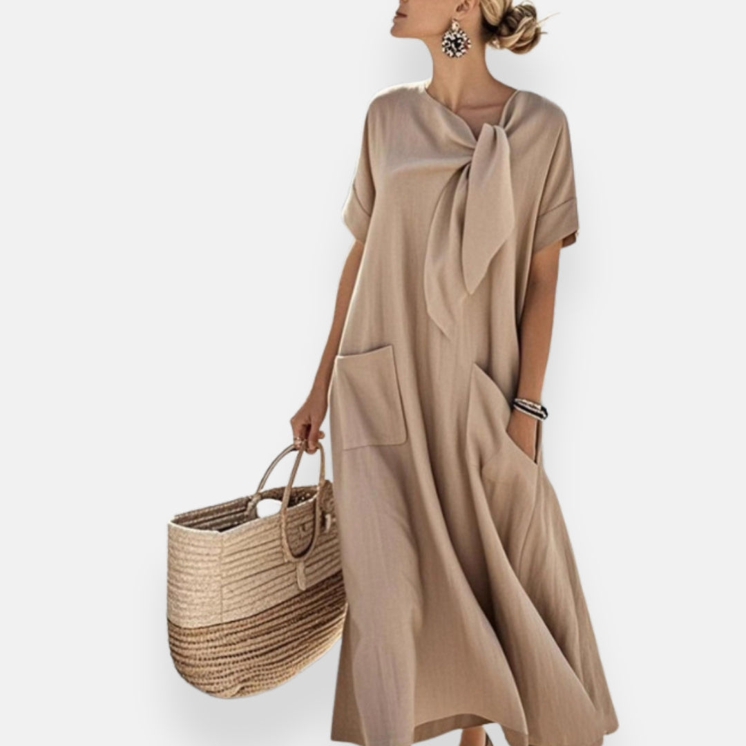 Naëlle | Abito con colletto annodato e tasche