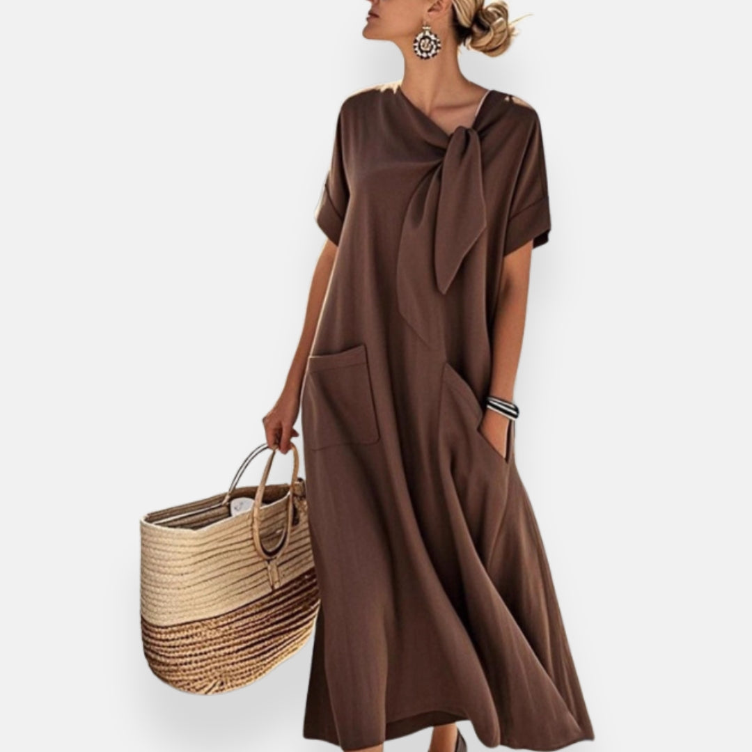 Naëlle | Abito con colletto annodato e tasche