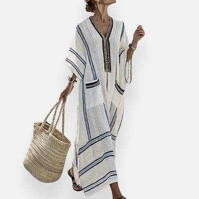 Véronique | Abito kaftano a righe con tasche