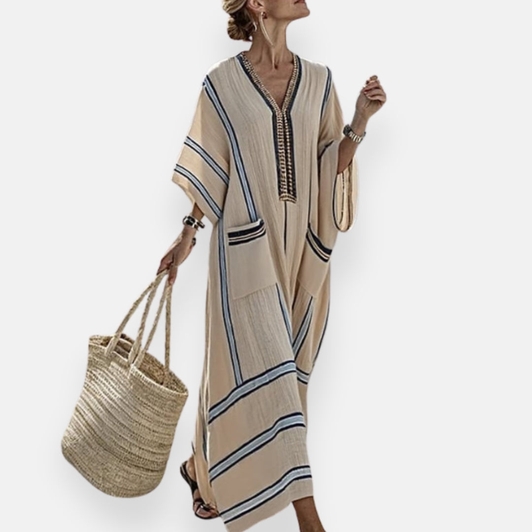 Véronique | Abito kaftano a righe con tasche