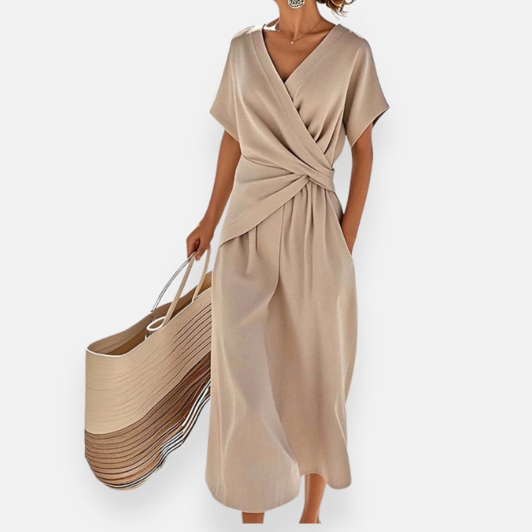 Barbe | Abito lungo con drappeggio elegante