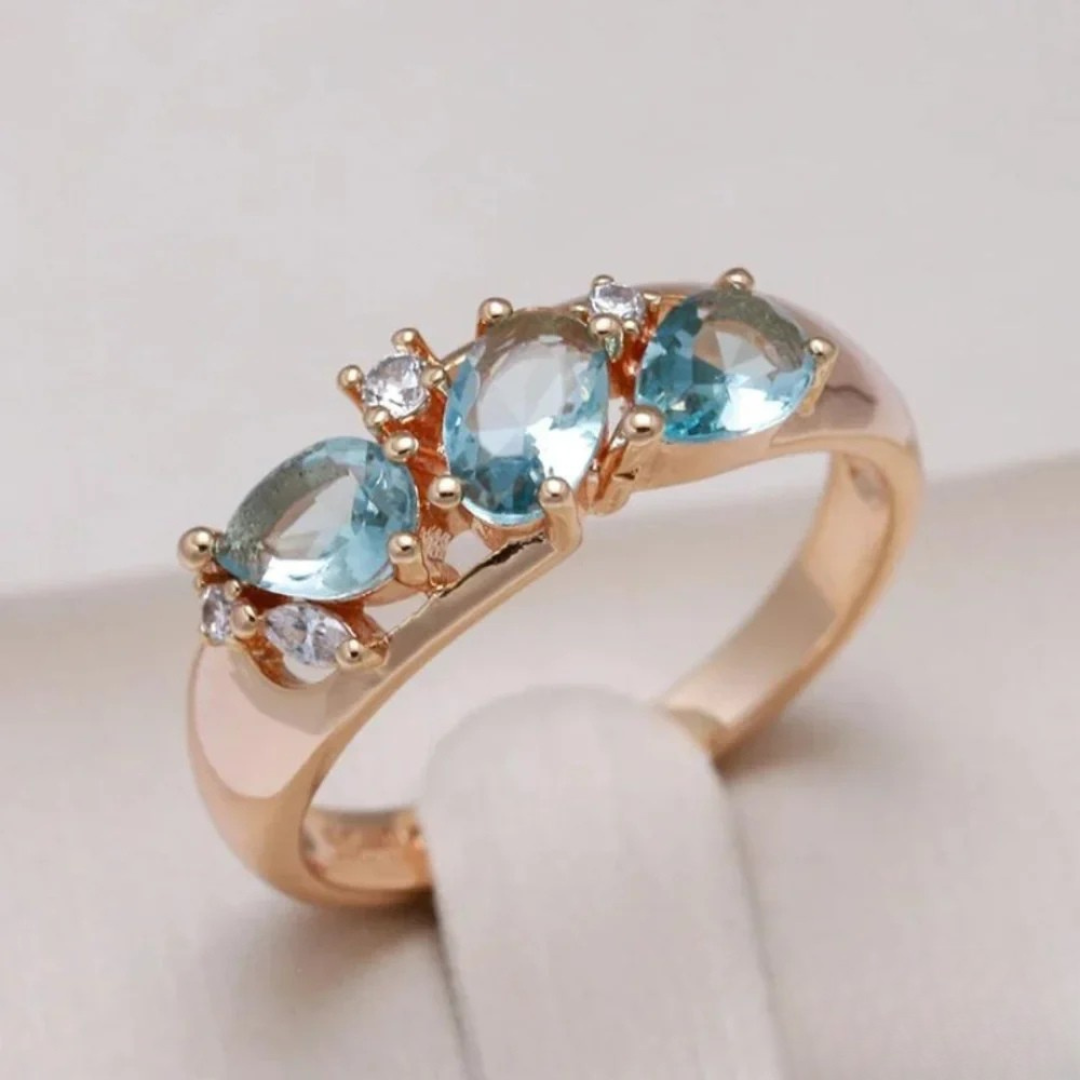 Anello in zirconia blu in oro