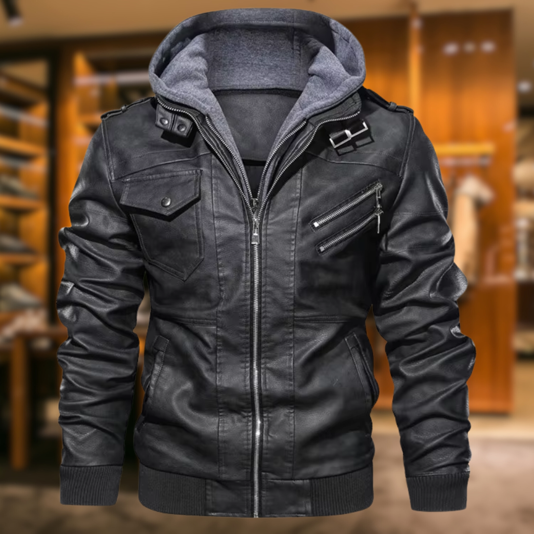 Quentin™ | Giacca in Pelle con Cappuccio
