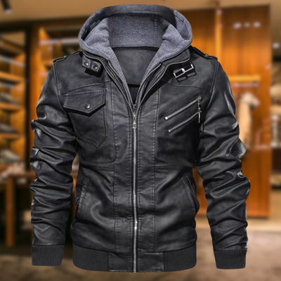 Quentin™ | Giacca in Pelle con Cappuccio