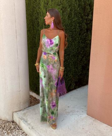 Anisten™ | Elegante Maxi Abito con Stampa Halo-Dye e Scialle Staccabile