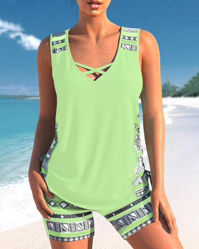 Alice™ | Tankini con Design Geometrico e Scollatura a V