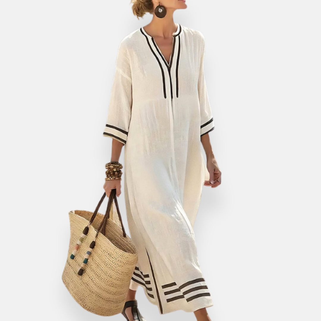 Doriane | Abito lungo a righe contrastanti