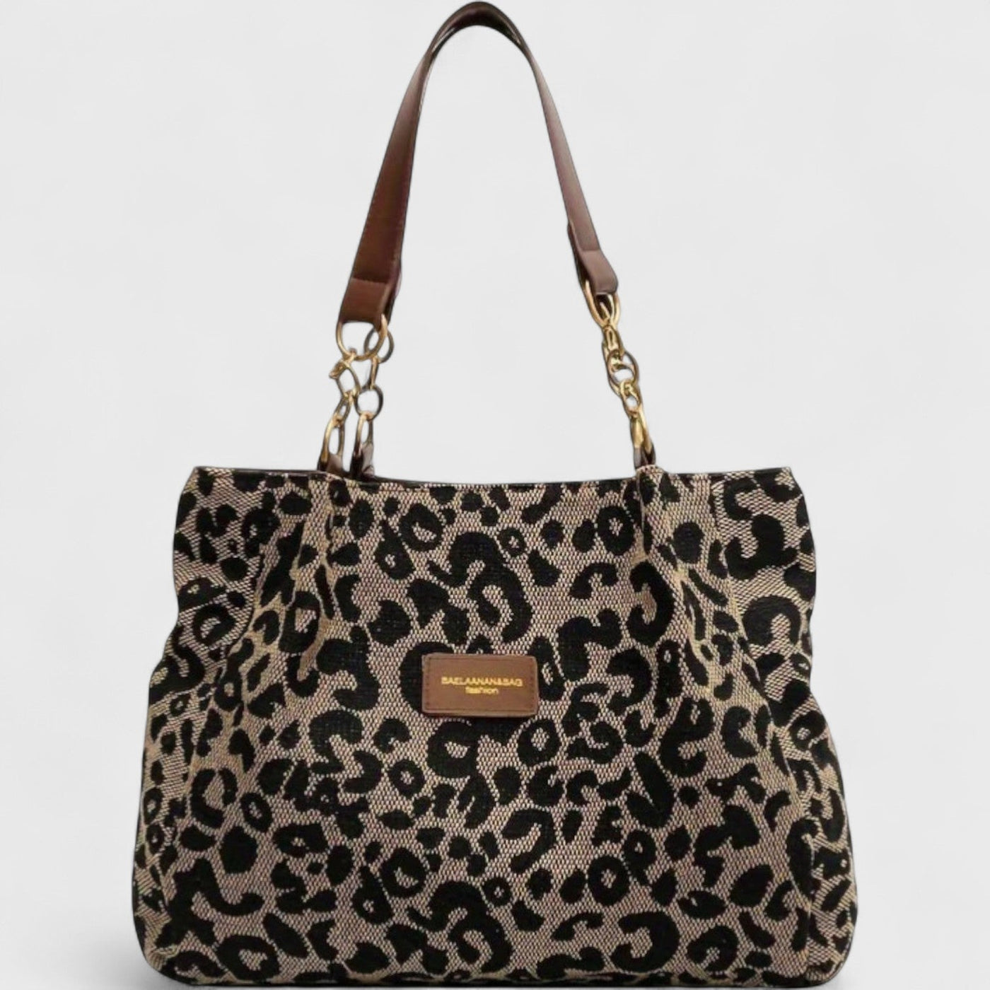 Alizée | Borsa shopping in tela con motivo leopardato