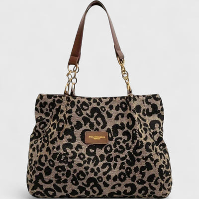 Alizée | Borsa shopping in tela con motivo leopardato