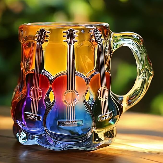 Tazza artigianale con motivi di chitarra in 3D