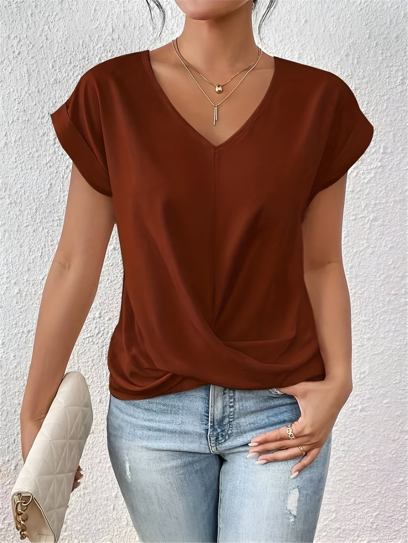 Sofia™ – T-shirt Casual con Scollo a Cuore a V