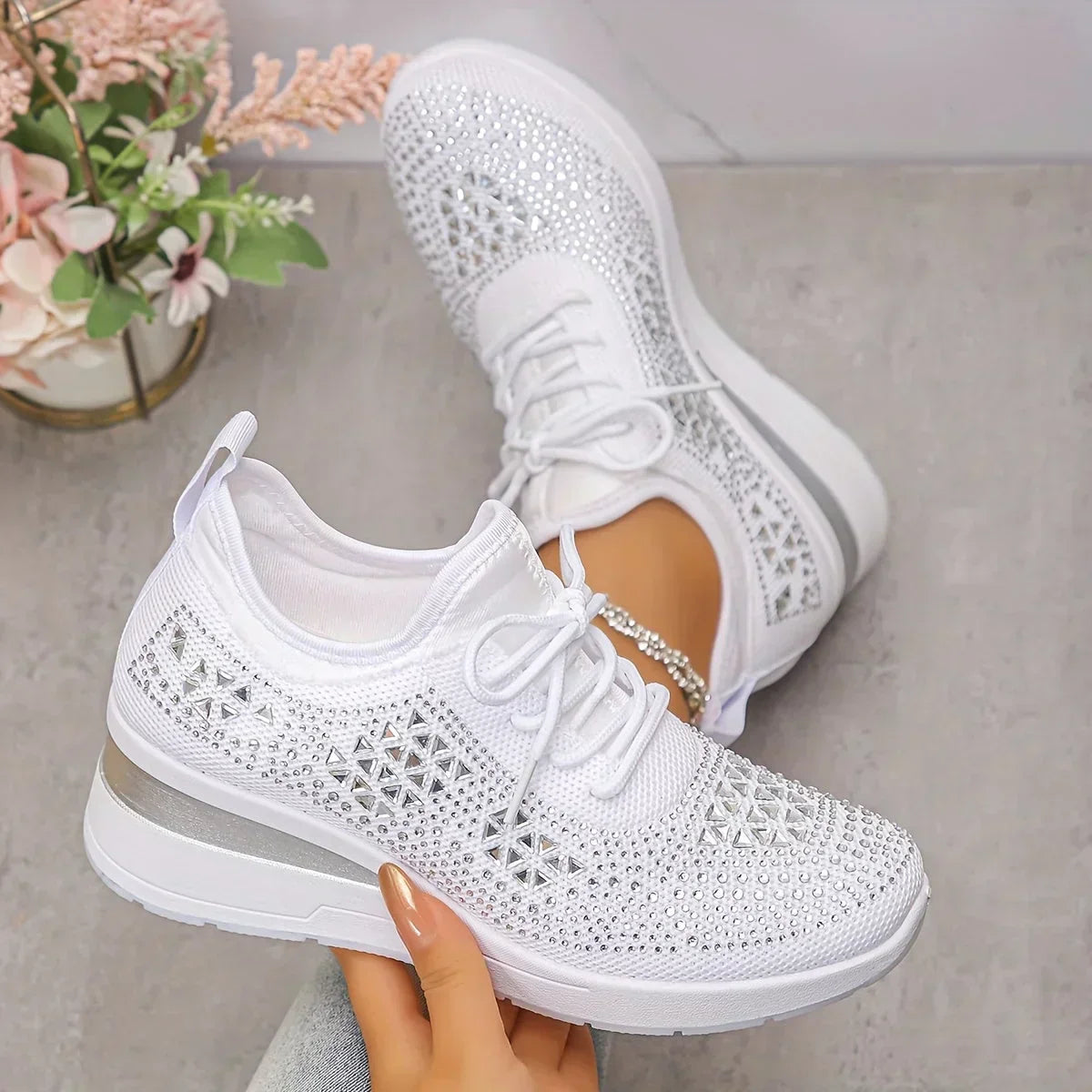 Giselle™ | Sneakers Ortopediche con Strass Brillanti