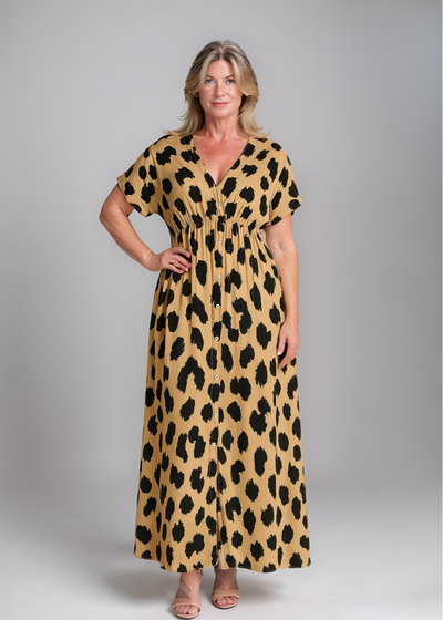 Fenja™ | Abito Maxi Con Stampa Leopardata