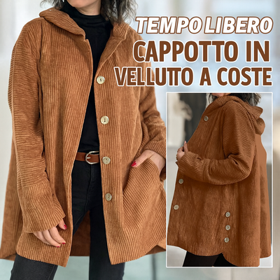 Giacca hoodie casual in velluto per l'autunno