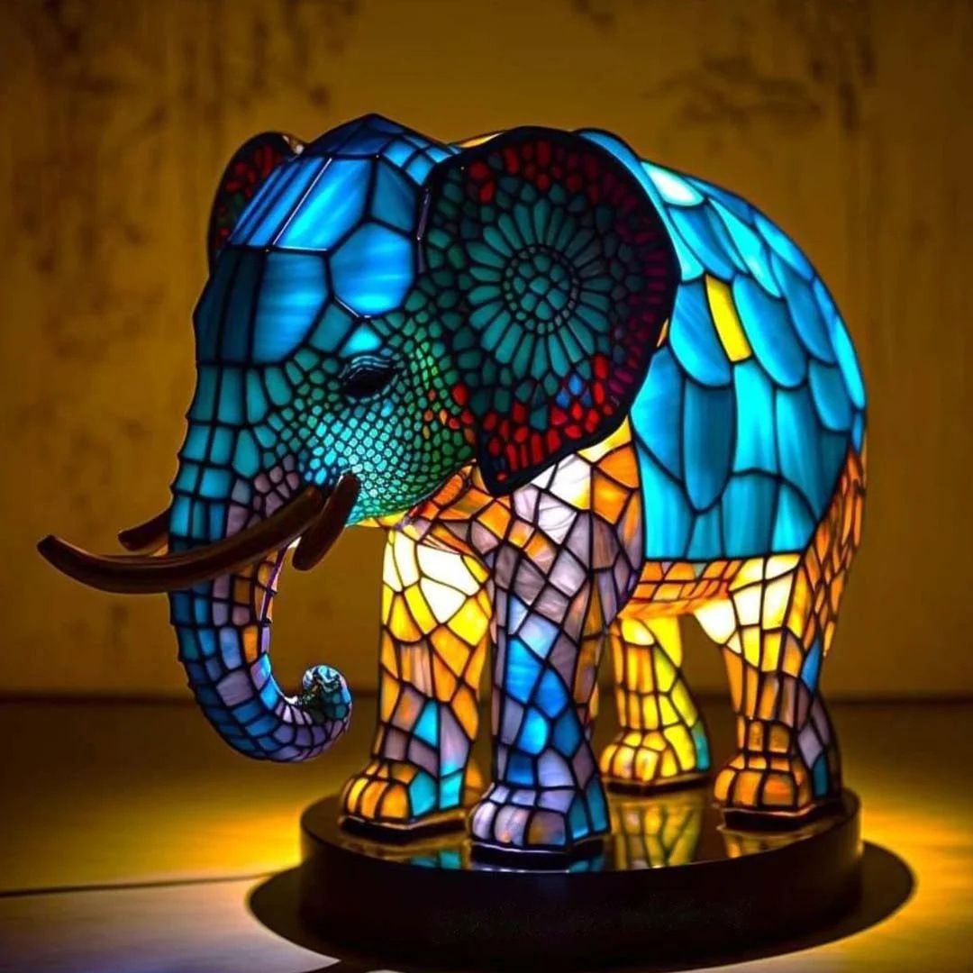 Nounours – Lampada elefante magica in vetro colorato