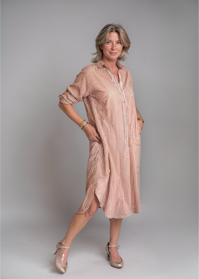 Alina™ | Camicia Dress a Righe con Bottoni