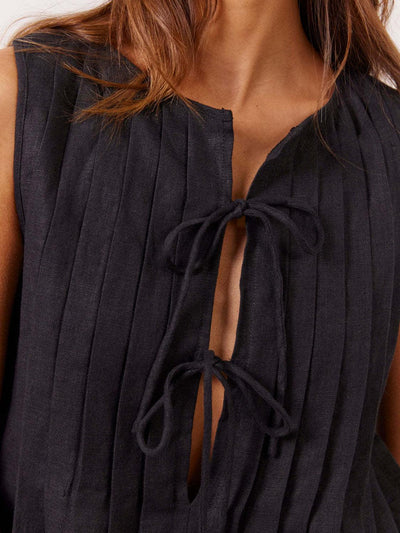 Bellini™ | Canotta Plissettata con Collo Tondo Legata