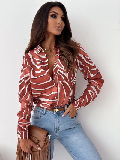 Monika™ | Blusa Femminile Elegante in Satin con Stampa