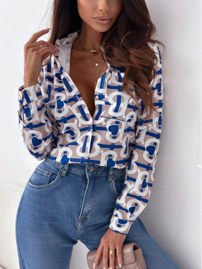 Monika™ | Blusa Femminile Elegante in Satin con Stampa