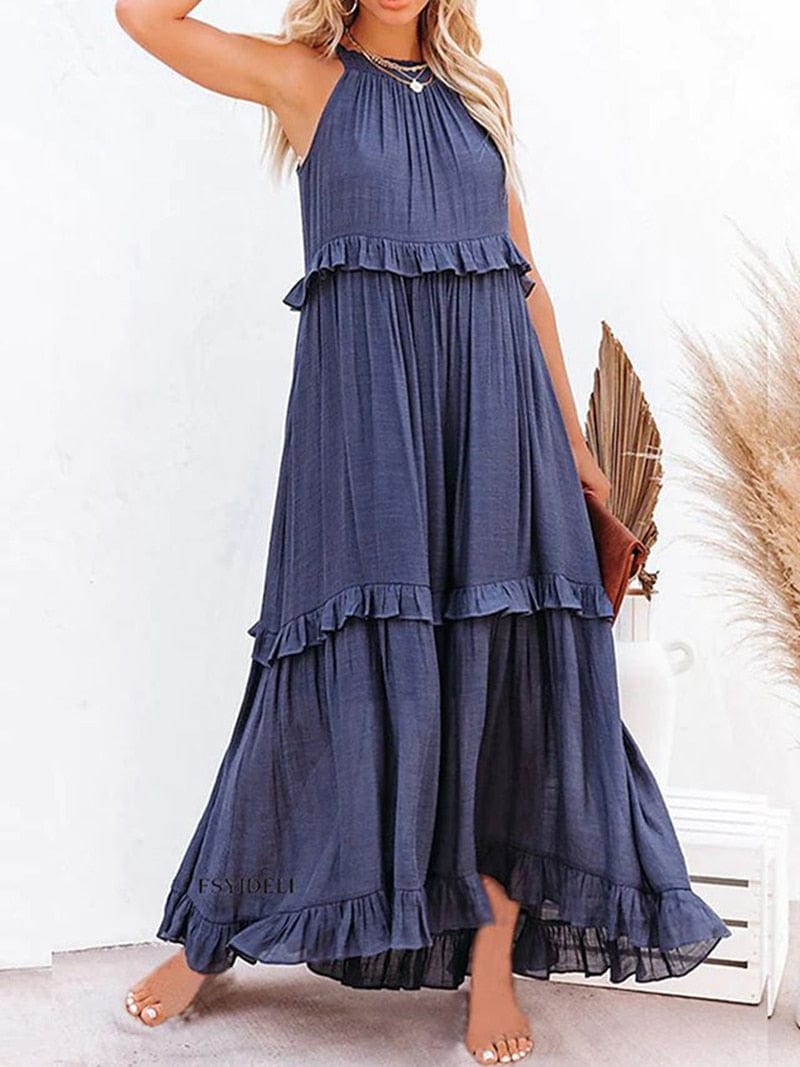 Anna™ | Abito Maxi per Celebrazioni Estive in Blu Navy