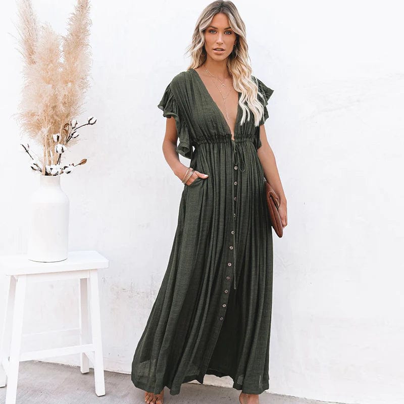 Esmee™ | Abito Maxi Verde Scuro Stile Ibiza