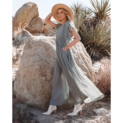 Sara™ | Abito Maxi Stile Ibiza Verde/Grigio