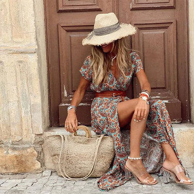 Sanne™ | Abito Maxi Stile Ibiza con Vita Morbida
