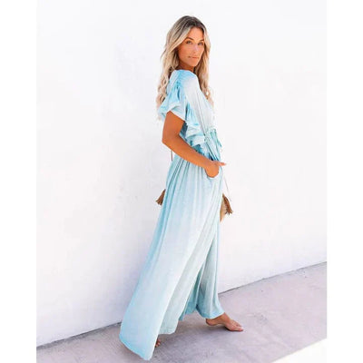 Luna™ | Abito Maxi Azzurro Stile Ibiza