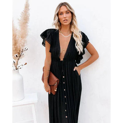 Feline™ | Abito Maxi Nero Stile Ibiza