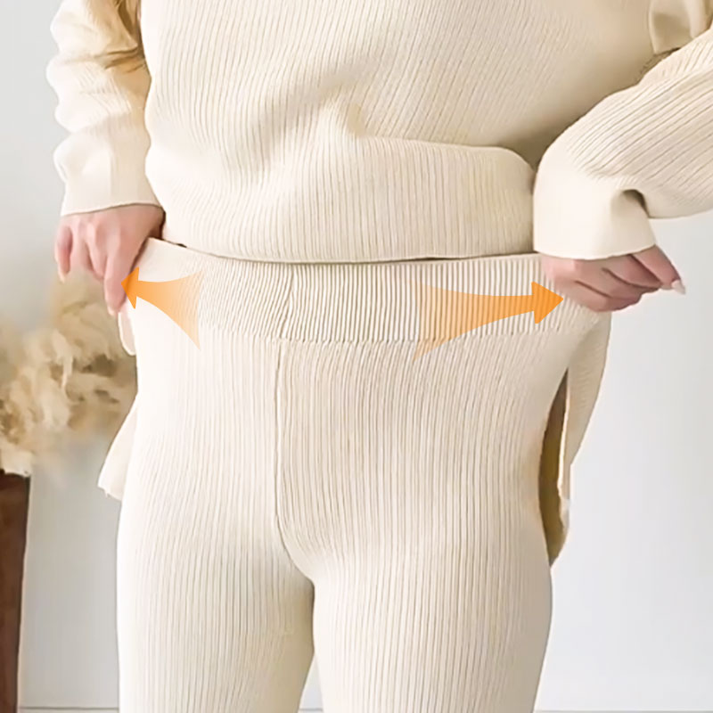 Amalia™ | Set due pezzi casual con scollo a V e spacco