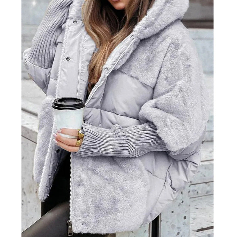 ⏳Offerta Speciale a Tempo Limitato⏰Giacca Puffer Oversize con Cappuccio e Patchwork per Donne