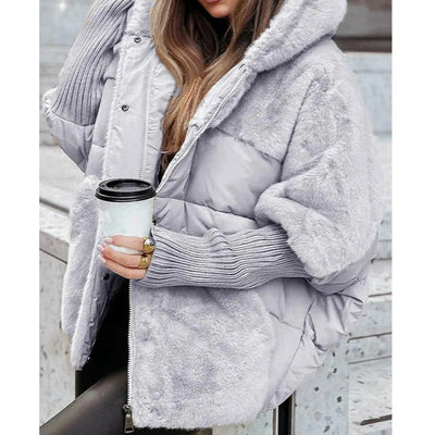 ⏳Offerta Speciale a Tempo Limitato⏰Giacca Puffer Oversize con Cappuccio e Patchwork per Donne