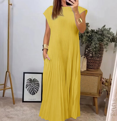 Abito Plissettato Semplice Senza Maniche