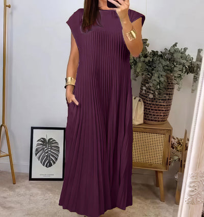 Abito Plissettato Semplice Senza Maniche